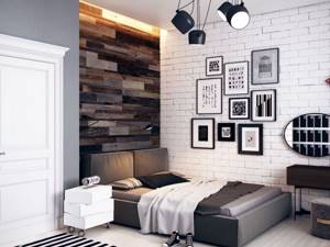 Черно-белая комната для мальчика в стиле лофта