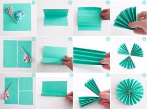 Этапы изготовления цветка из бумажной салфетки