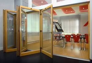 Фото: пример складной двери «гармошки» Roto Patio Fold , панорамные двери
