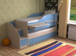 Кровать двухъярусная выкатная со столами