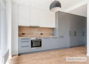 прямая серо-белая кухня 3 метра на заказ по индивидуальному дизайн-проекту