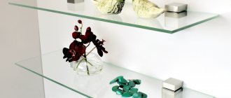 glass shelves on the wall photo